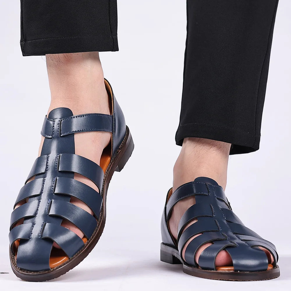 Summer Stylish Sandals for Man Leather Daily Roman Shoes Fashion Mens Business Dress Casual Comfortable Beach Footwear Flats