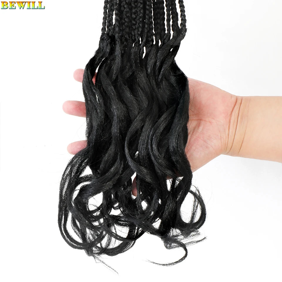 14 18 24 Inch French Curl Crochet Braids Boho Goddess French Curl Box Braids Crochet Hair Synthetic French Curly Braiding Hair