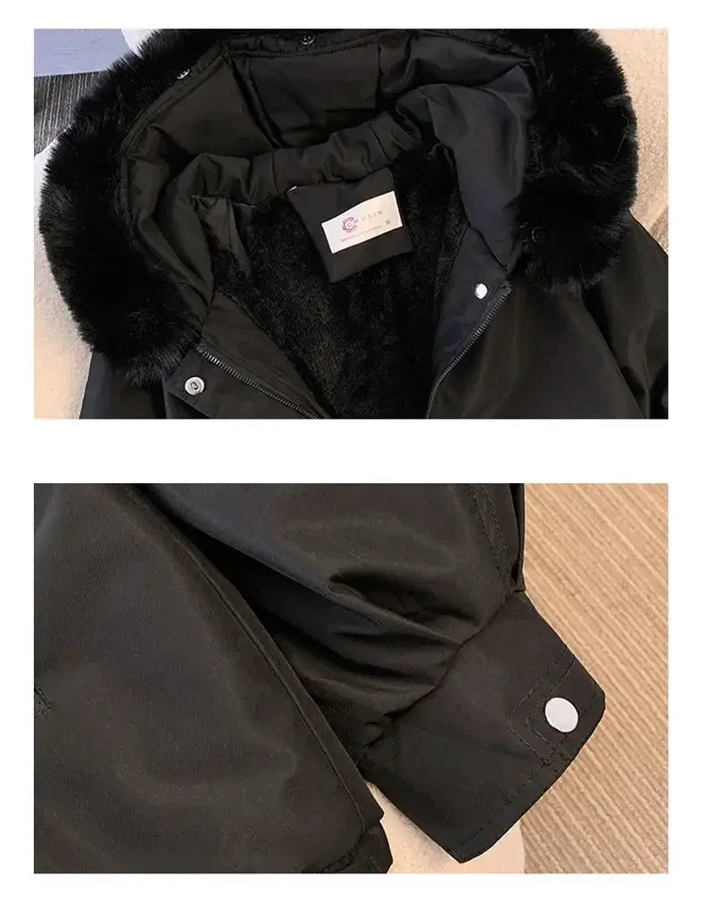 Detachable Pai Overcomes Women's Winter 2026 New Casual Down Cotton Thicken Hooded Coat Female loose Warm Wool Overcoat BAZAARHUBO