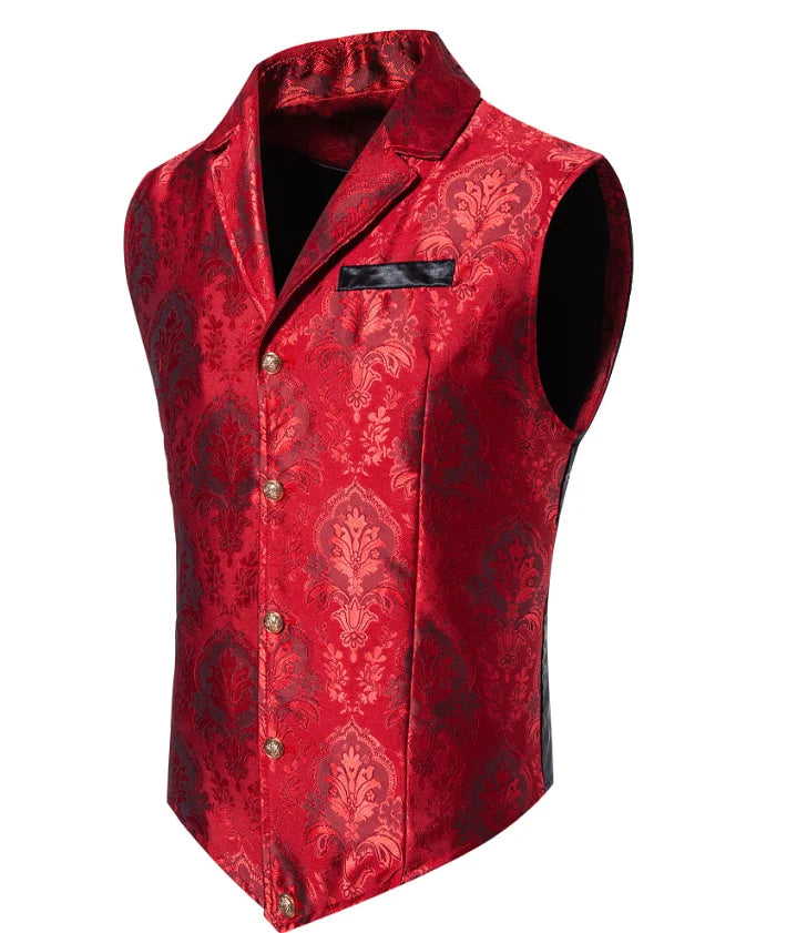 New Men Luxury Jacquard Suit Vest Thin Tops Red / Green  / Blue / Pink Fashion Male Wedding Prom Party Dress Waistcoat