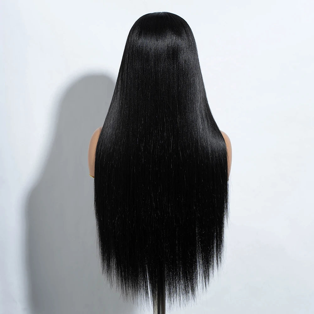 Synthetic Lace Front Wigs Warm Brown Black Color Hair  30" Long straight Wig For Women Lace Wig Heat Resistant Cosplay Wigs