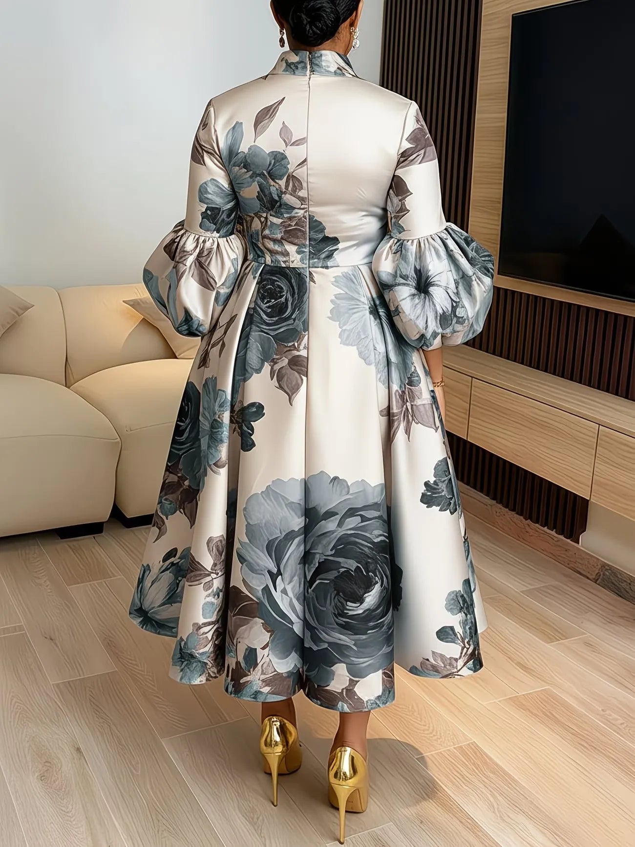 African Dresses for Women Elegant Ankara Dashiki Spring Summer Midi Dress Ladies Traditional Africa Clothing