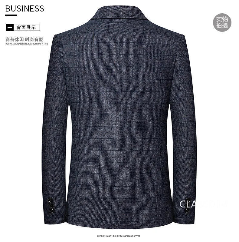 Men Plaid Blazers Jackets Business Formal Wear Suits Jackets Coats New Spring Autumn Male Casual Slim Fit Blazers Size 4XL