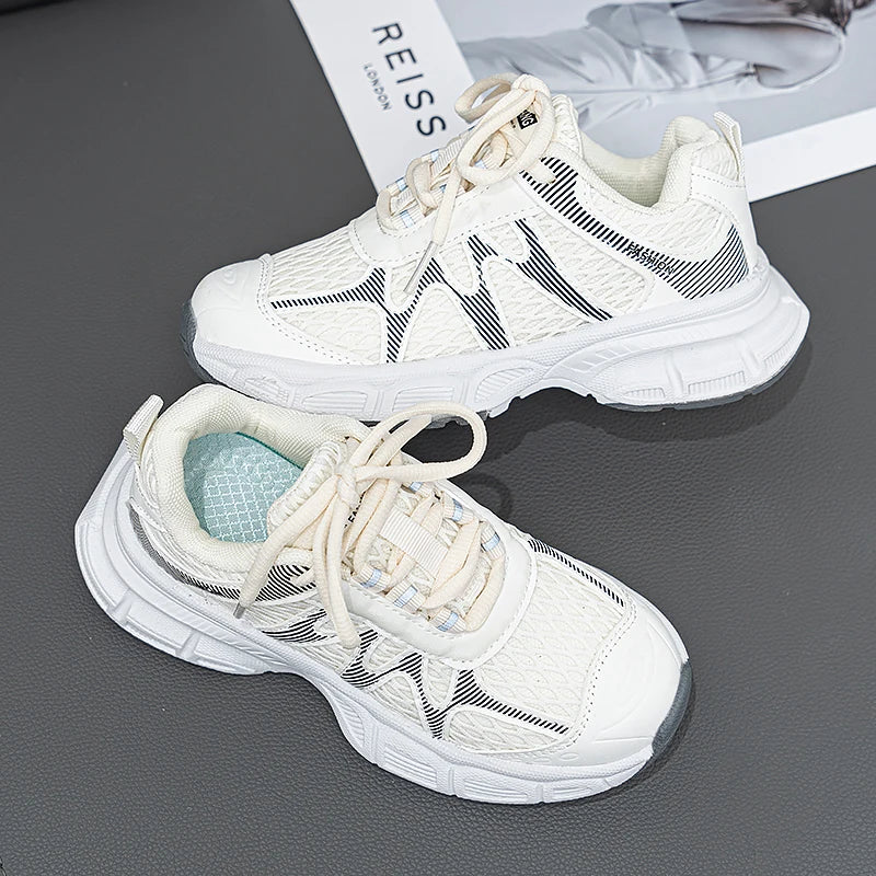 Kids Casual Shoes for Boys Girls Fashion Classic Air Mesh Summer Breathable Children Sports Running Sneakers Lace-up Non-slip