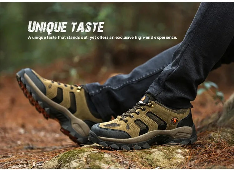 Men's Outdoor Climbing Shoes Breathable Waterproof Sports Hiking Shoes Rubber Outsole Low Cut Lace up Casual Shoes
