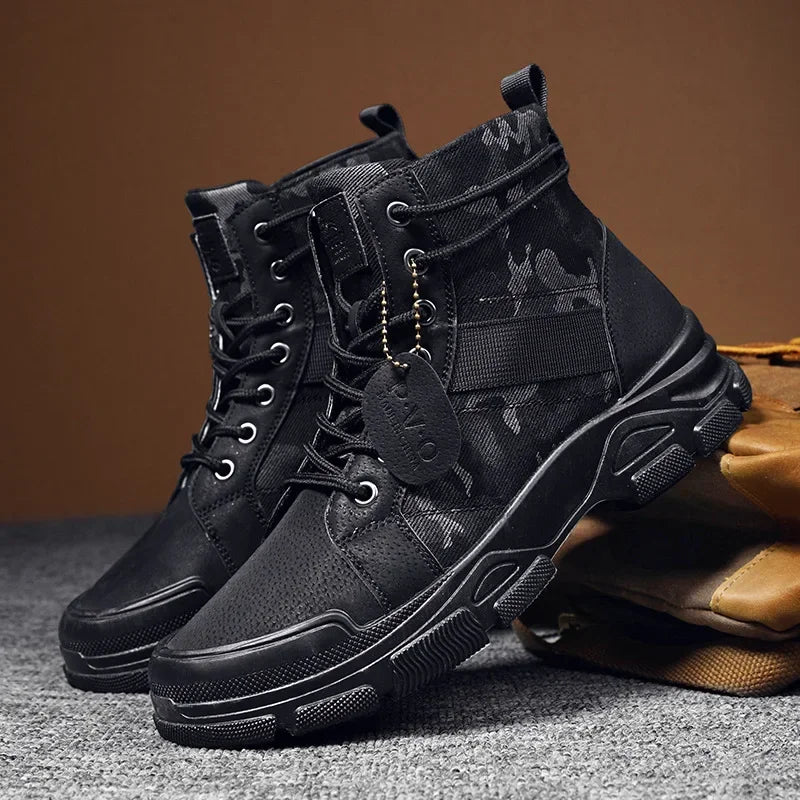 2024 New Men Military Tactical Men's Boots Special Force PU Leather Waterproof Desert Combat Ankle Boot Army Work Men Shoes EVA