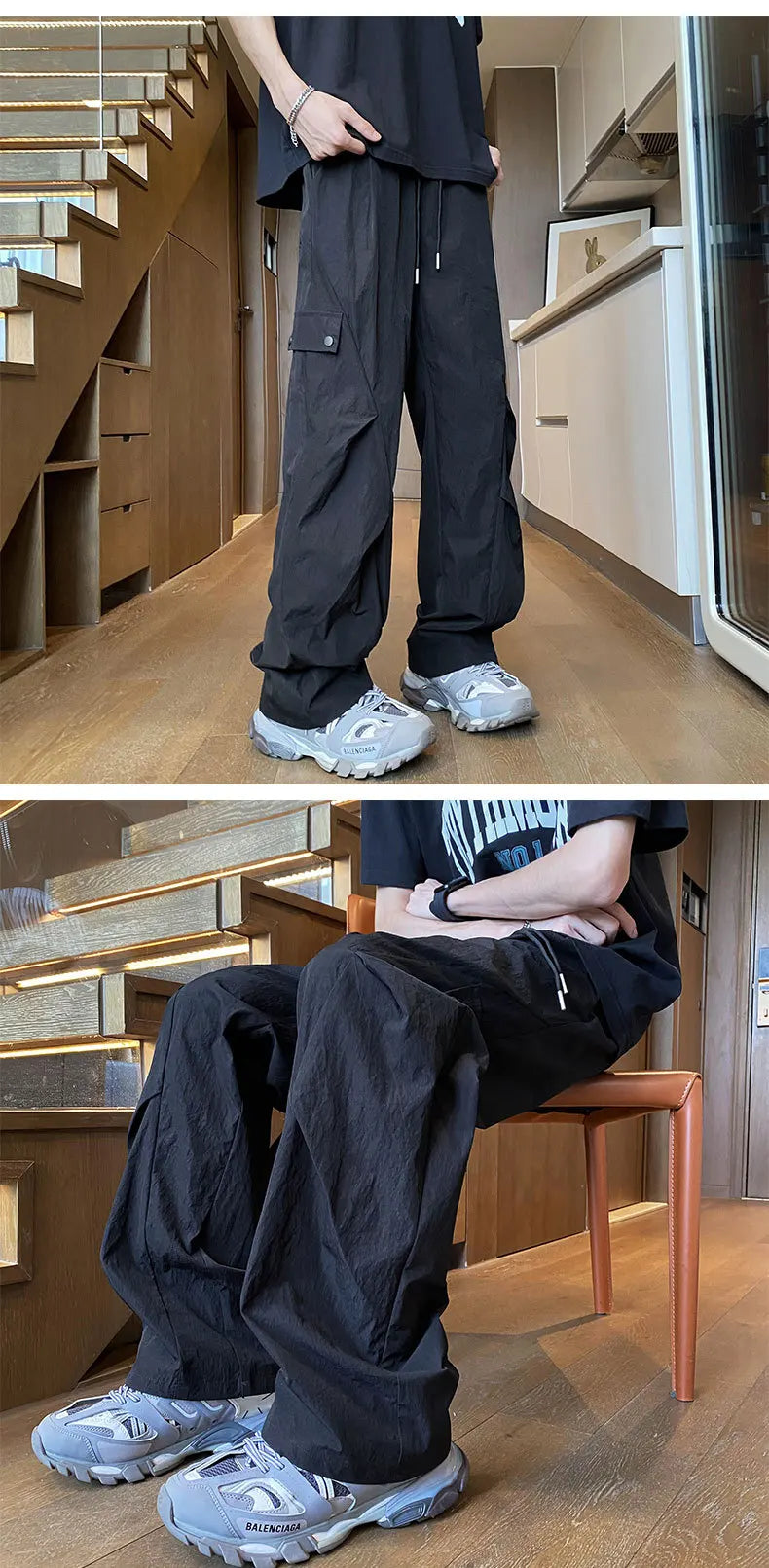 American Style Workwear Men's Summer Lightweight Tall Quick-Dry Trousers with Pleats for Hiking and Paratrooper