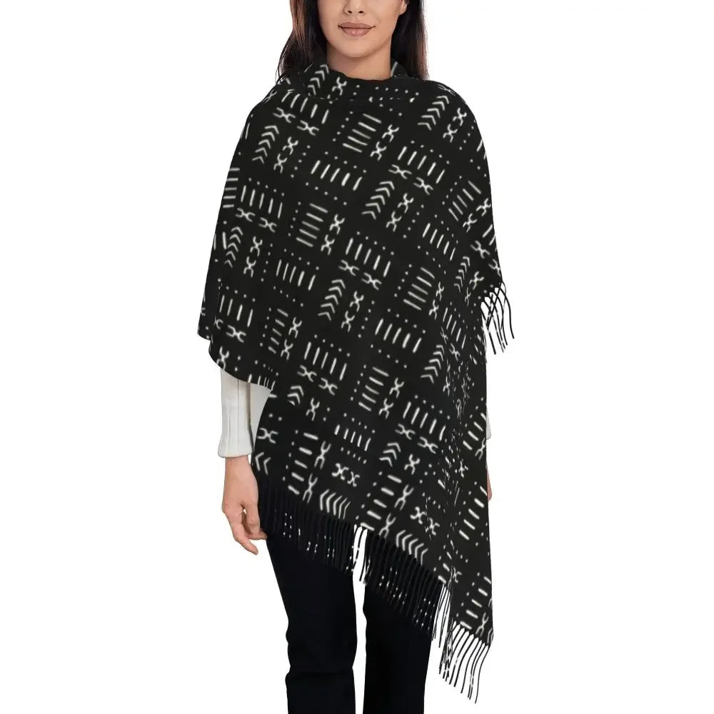 Custom Printed African Bogolan Scarf Men Women Winter Fall Warm Scarves Africa Ethnic Tribal Art Shawl Wrap