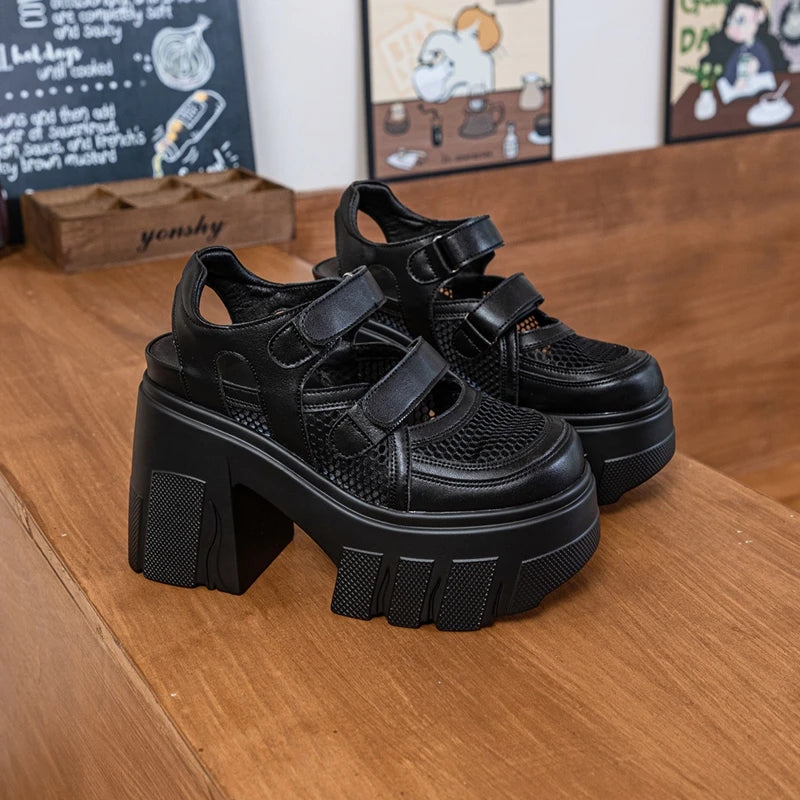 DIMANYU Sandals Female Genuine Leather 2026 New Platform High Heels Women's Shoes Mesh Breathable Women's Sandals