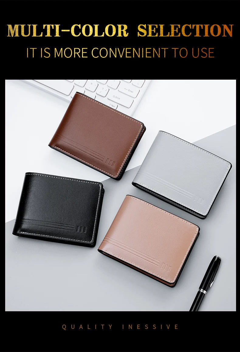 Men's Business Retro Short Wallet PU Leather Zipper Coin Purse Multi-Slot Multi-Functional Men's Wallet