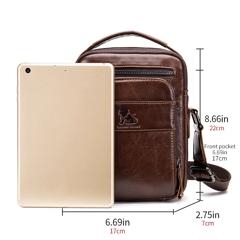 Cowhide men's small shoulder bag with top layer, cowhide single shoulder diagonal cross bag, fashionable and sporty small bag