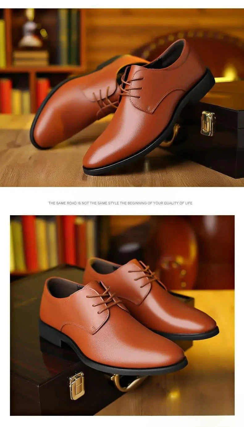 Fashionable Men's Leather Shoes Trendy Cowhide Men sneaker British Formal Men's Leather Shoes Soft Lace-up Leather Shoes for Men