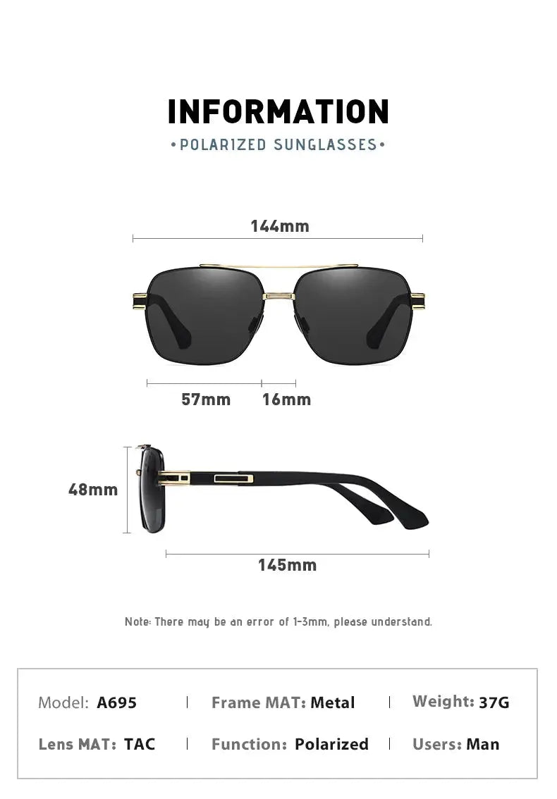 Anti-glare Minus Lens Prescription  Metal Sunglasses Men Polarized UV400 Driving Goggle 0 -0.5 -0.75 -1.0 To -6.0 BAZAARHUBO