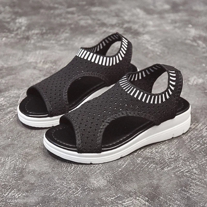 Sandals women summer  new open toed flat Roman women sandals flying woven hollow platform sports sandals flat sandals2021