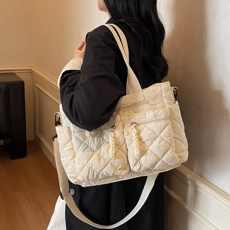 Large capacity Tote Bags for Women Shoulder Side Bag Fashion Space cotton Shopping Bags Multi-pocket Messenger Bag Lady Handbags