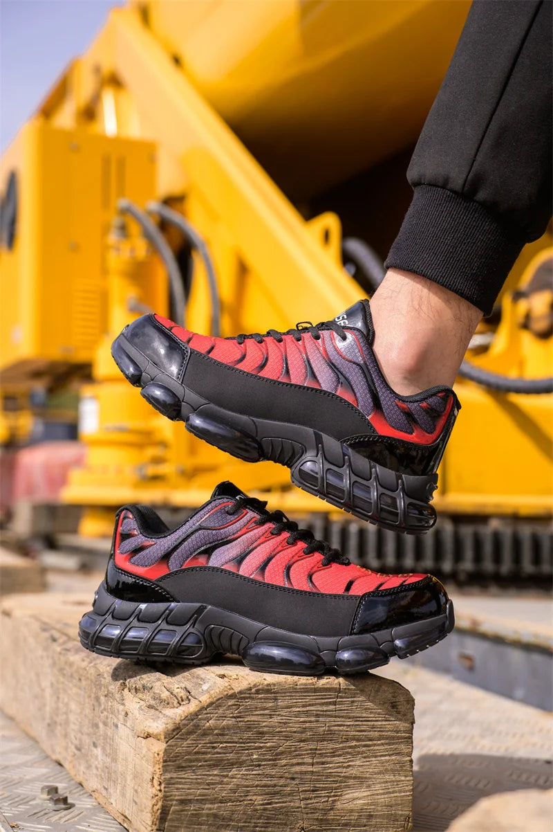 Air Cushion Steel Toe Work Safety Shoes Men Women Non Slip Sneakers Anti-Smash Puncture Proof Security Breathable Shoes Unisex