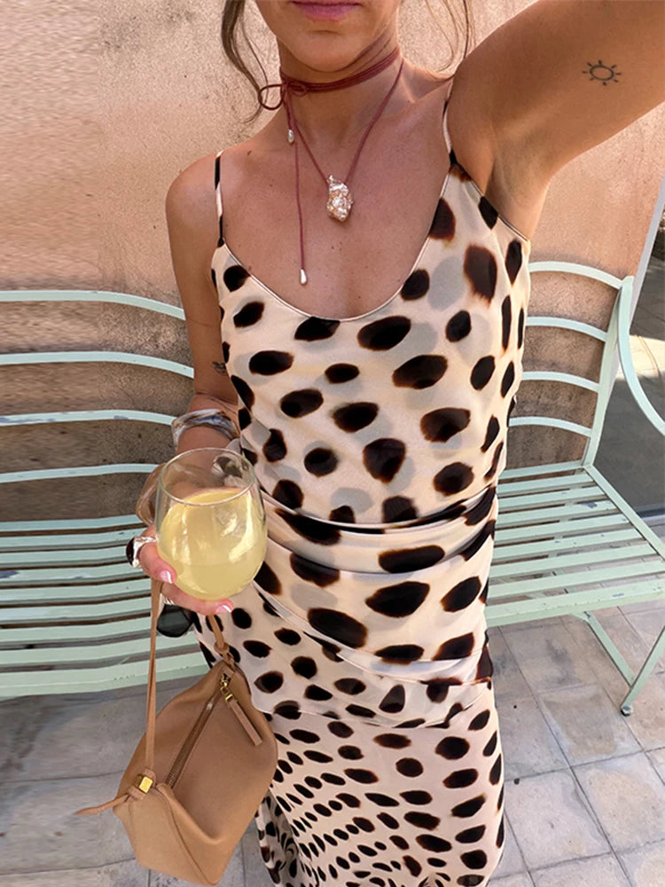 Scoop Neck Women's Dress Spaghetti Strap Polka Dot Tie Waist Removable Wrap Maxi Dress Vacation Beach 2026 New Fashion For Women