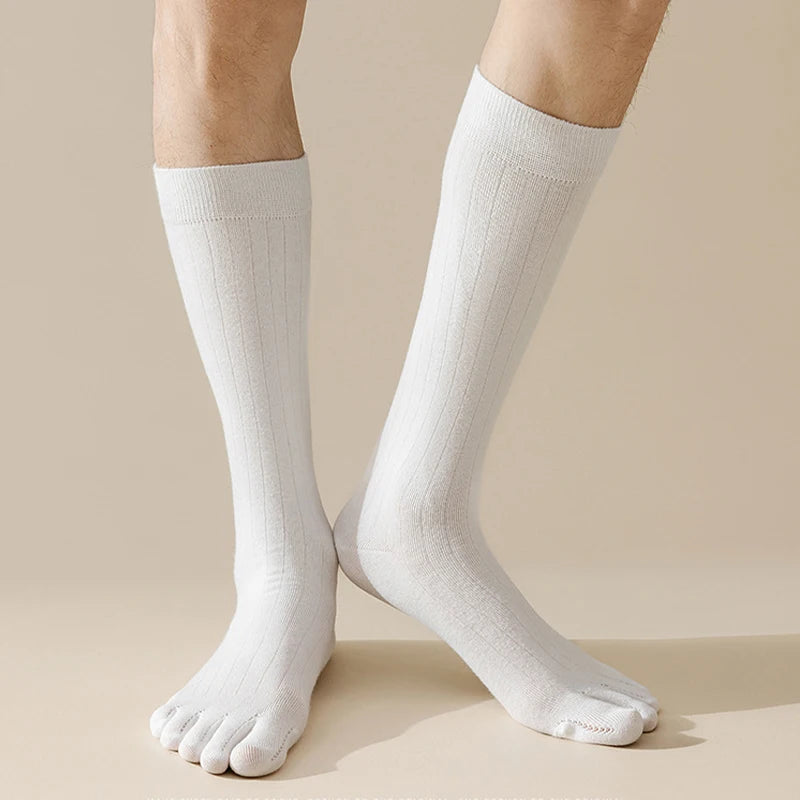Men's Cotton Sweat Absorption Split-toe Knee-high Socks Breathable High Quality Soft Male Sock Comfortable Fashion Casual Sox