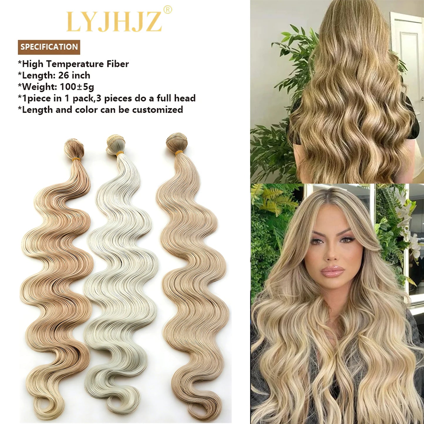 Colorful Body Wave Hair Bundles 613 Piano Blonde Natural Synthetic Hair Extensions Ombre Thick Ponytail Loose Deep Hair Weaving