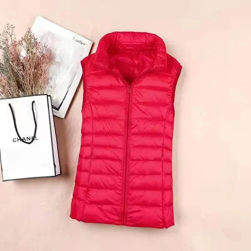 Ultralight Down Vest Women 2026 New Sleeveless Jacket Female White Duck Down Waistcoat Female Warm Puffer Jacket Outwear M-8XL
