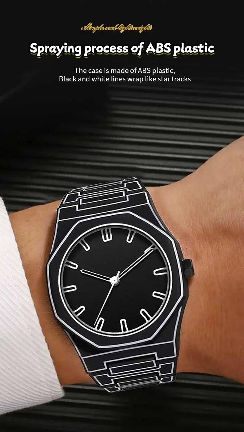 2025 New Creative Men Silicone Watch VA VA VOOM Brand Quartz Movement Creative Lines Leisure Outdoor Sports Black Wrist Watches