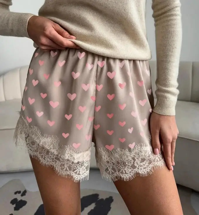 Women Summer Lace Satin Shorts y2k Elastic Waist Mini Shorts Coquette Aesthetic Boxer Slip Pettipants French Knickers Bottoms