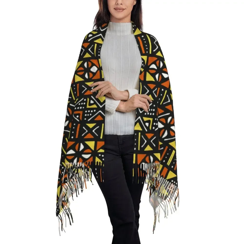 Custom Printed African Bogolan Scarf Men Women Winter Fall Warm Scarves Africa Ethnic Tribal Art Shawl Wrap