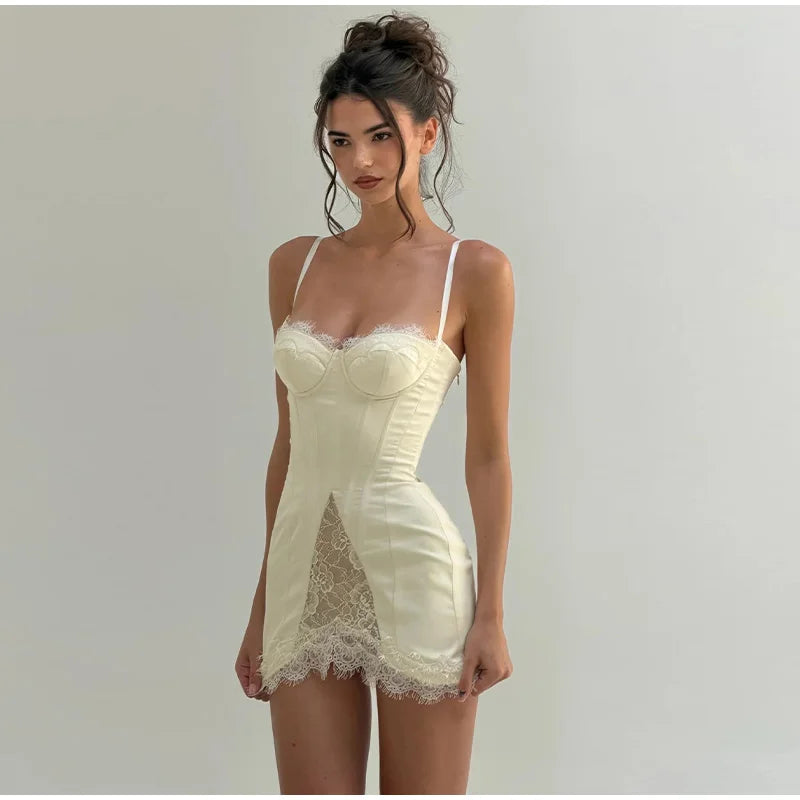 Sexy Lace Strap Casual Dress For Women V Neck Sleeveless Slim A Line Mini Summer Dresses Lady New High Street Party Robe 2026