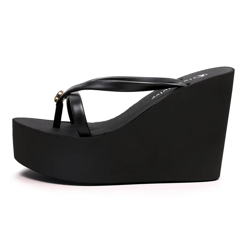 Sexy Slippers for Women in Summer High Slope Heel Shoes 11cm Thick Bottom Non-slip Women's Sandals Beach Slippers Wedge Sandals