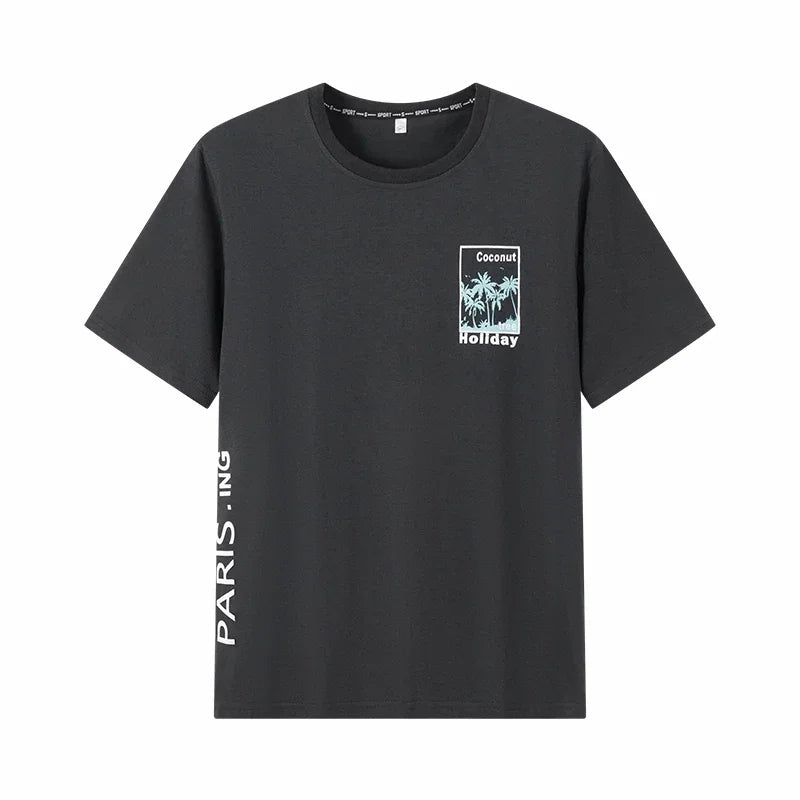 Men T Shirt Printed Popular Tees Big Size 110-175kg 6XL/7XL Plus Size Fashion Cotton Round Neck Short Sleeve Oversized Tops
