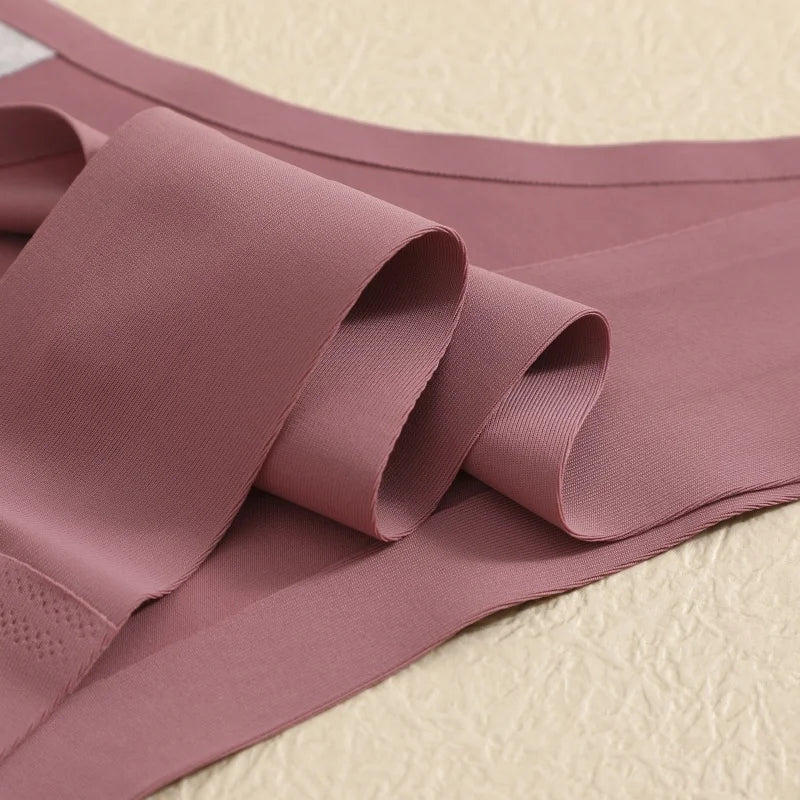 6PCS Women's S-XL Seamless G-String Underpants Low Rise Solid Color Ice Silk Undewear Female Traceless Soft Comfortable Lingerie
