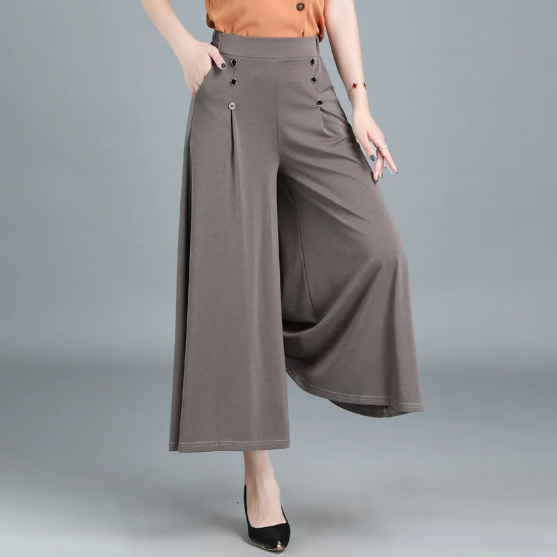 Women's Nine Loose Skirt Pants Draped Wide Leg Pants Spring Cool High Waist Slim Fashion Big Leg Pants Street Lounge Trousers