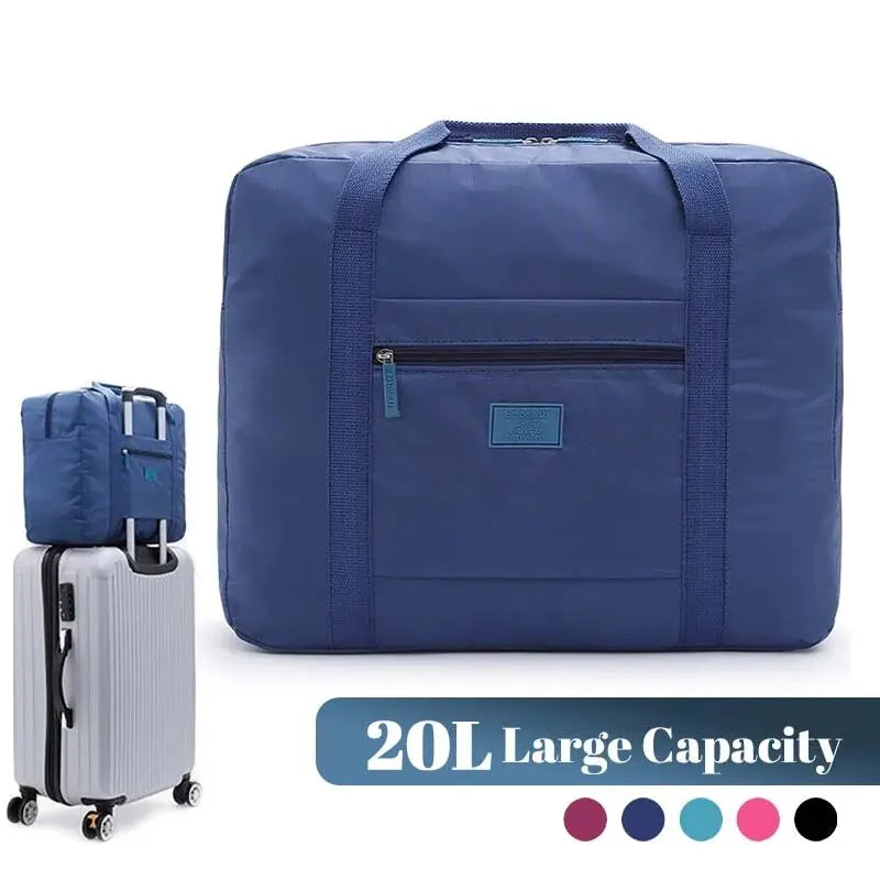 Lightweight Foldable Travel Duffel Bag Unisex Tote Carry-On Luggage for Weekenders Overnight Stays Trips Suitcase Organiser Bags