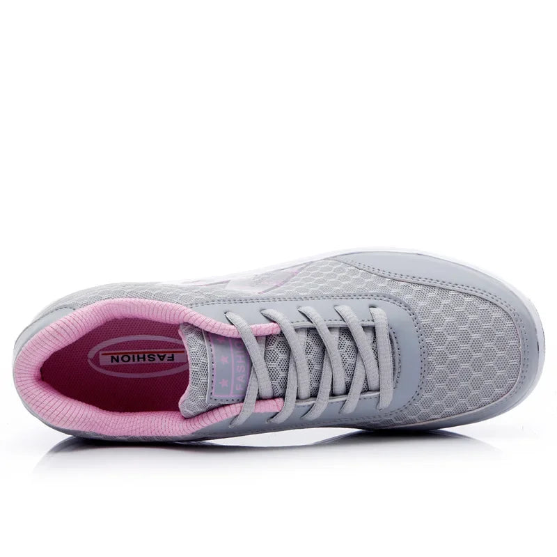 ummer Flat Female Tennis Shoes Wedge Hollowed Out Slip-on Mesh Platform Vulcanization Shoes Breathable Lightweigt Sneakers