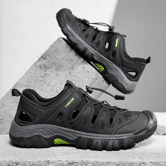 New Men Sandals Summer Casual Beach Shoes Breathable Anti-Slip Slip on Flat Sandals Male Outdoor Walking Slippers Comfortable