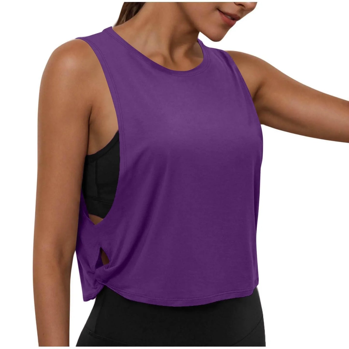 Women Sleeveless Yoga Top Breathable Gym Vest Tank Crop Top Running Tee