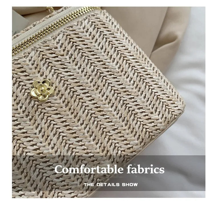 2023 Mini Straw Bucket Crossbody bag For Women Summer Weave Women's Brand Handbags And Purses Fashion Chain Simple Shoulder Bags