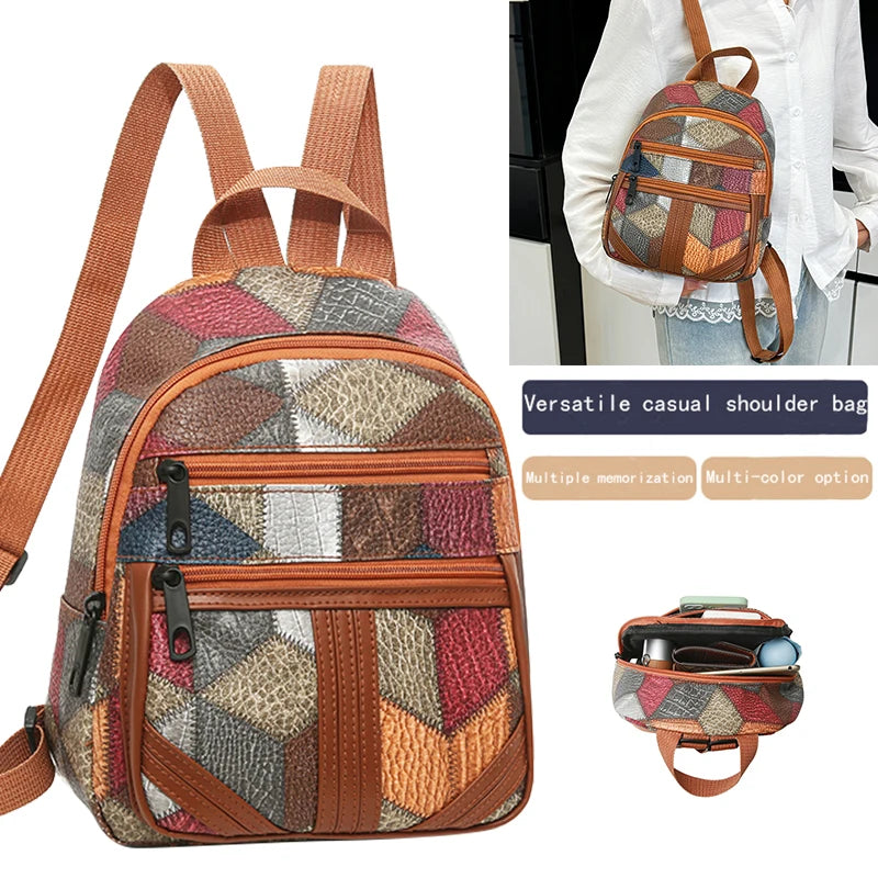 Men's and Women's Durable Shoulder Backpacks - Versatile Patchwork Style Fashion Casual Backpack for Traveling