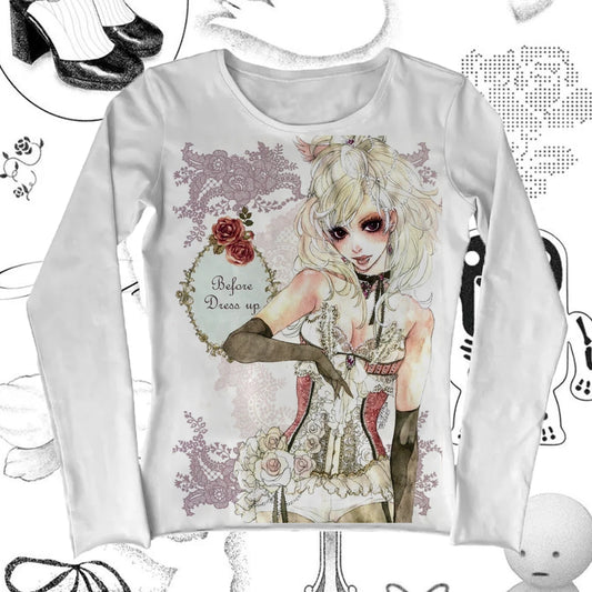 Kawaii Crop Top Women Japanese Y2k Tops Aesthetic Clothing Shoujo Girl Style Emo 90s Vintage Clothes for Women Spring 2025 Woman