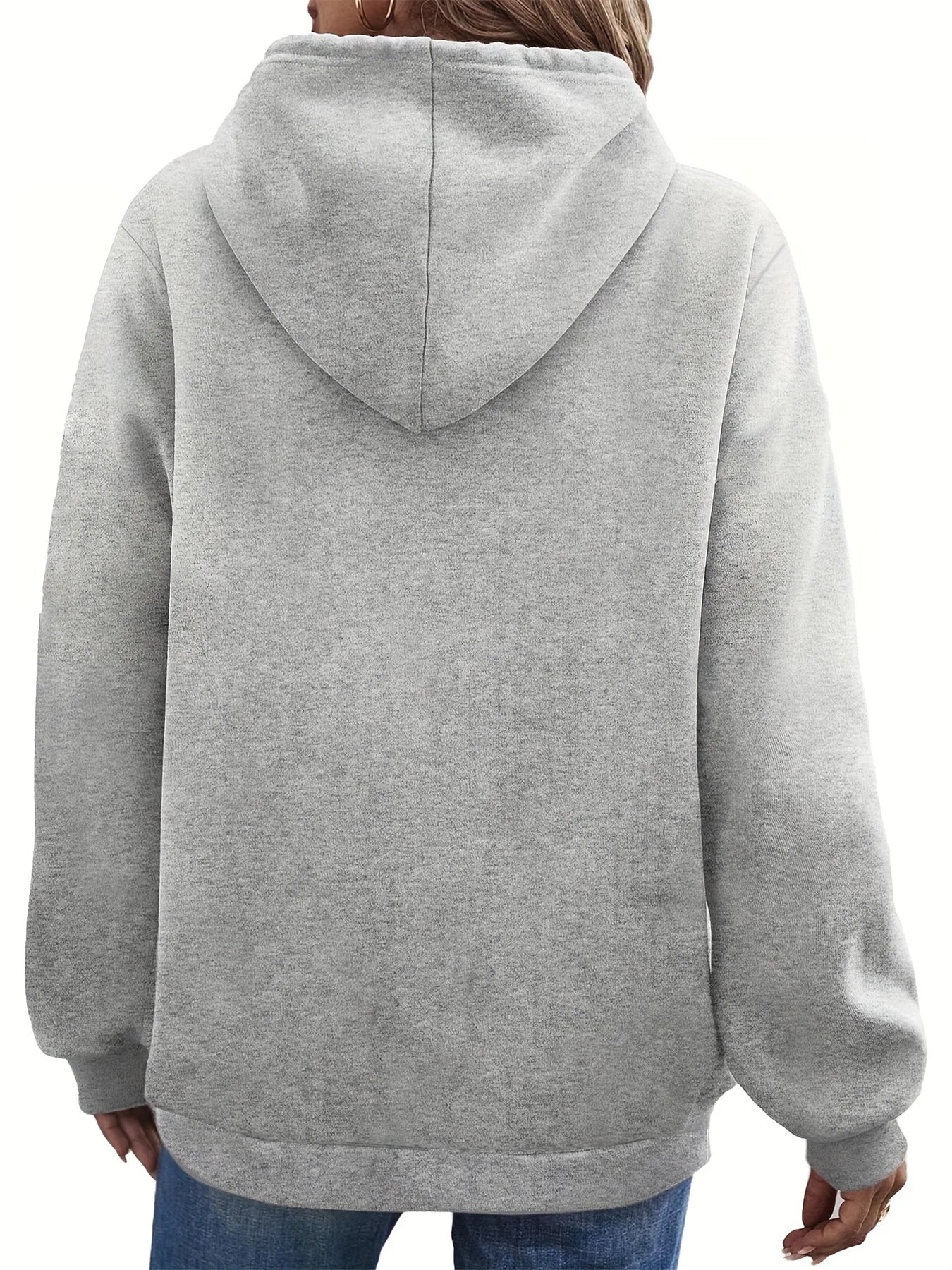 Women's autumn and winter warm and loose casual MILANO ITALIA pattern printed suede long sleeved hooded sweatshirt BAZAARHUBO