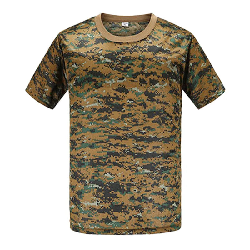 Men Casual Tactical T Shirts Short Sleeve Camouflage T-Shirt Quick Dry Outdoor Gym Top Tees Cargo T Shirt Male Clothing