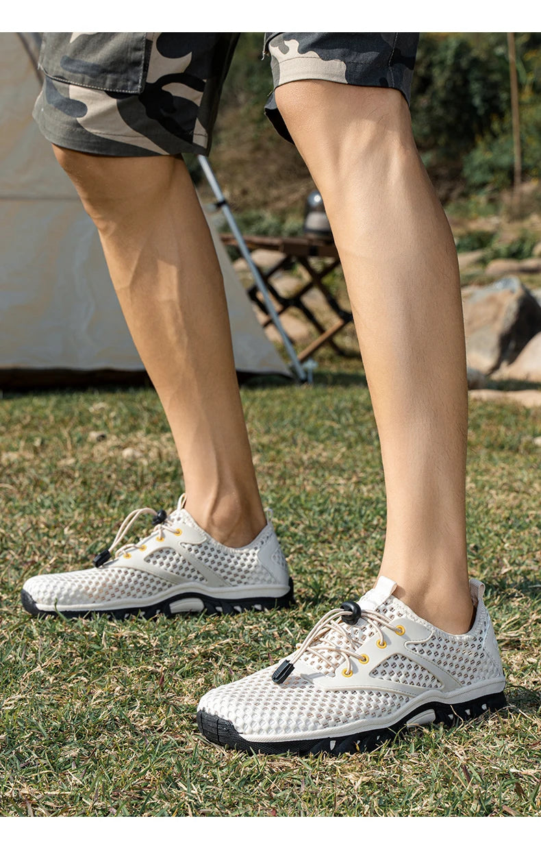 Breathable Mesh Men's Sneakers Outdoor Shoes For Men Summer Hiking Shoes Big Size 39-47 Wading Shoes Athletic Walking Shoes