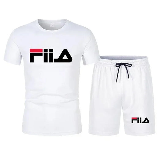Men's short sleeved set, casual modern men's quick drying summer sports set, breathable mesh short sleeved T-shirt shorts set