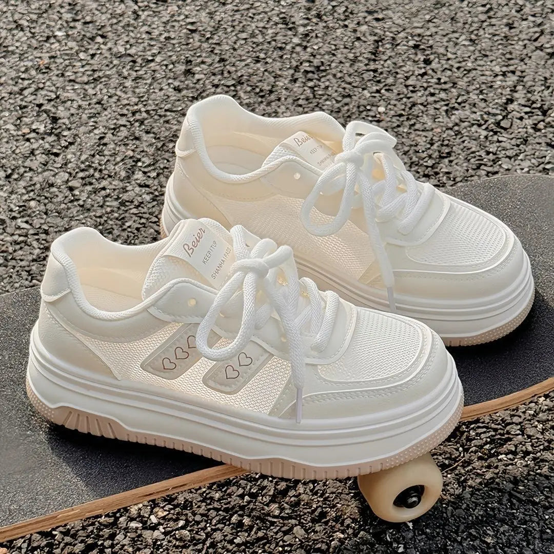 2025 New Summer Women's Fashion Sneakers Small White Casual Breathable Mesh Rubber Surface Vulcanized Shoes Zapatos De Mujer