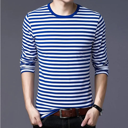 Men's Clothing T-shirts Men's Clothing Harajuku Women's T-shirts Striped Casual Long-sleeved Shirts Fashionable Large-sized Tops