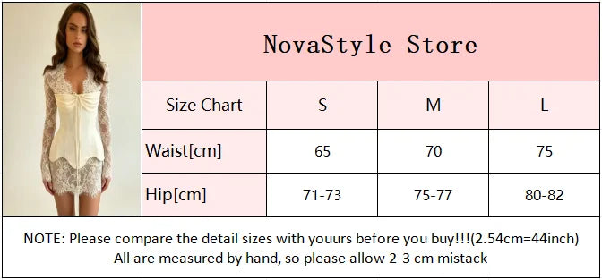 Sexy Lace Patchwork Dress Women Solid V-neck Fishbone Corset Slim Waist Long Sleeve Mini Dresses 2026 Summer Lady Party Gown