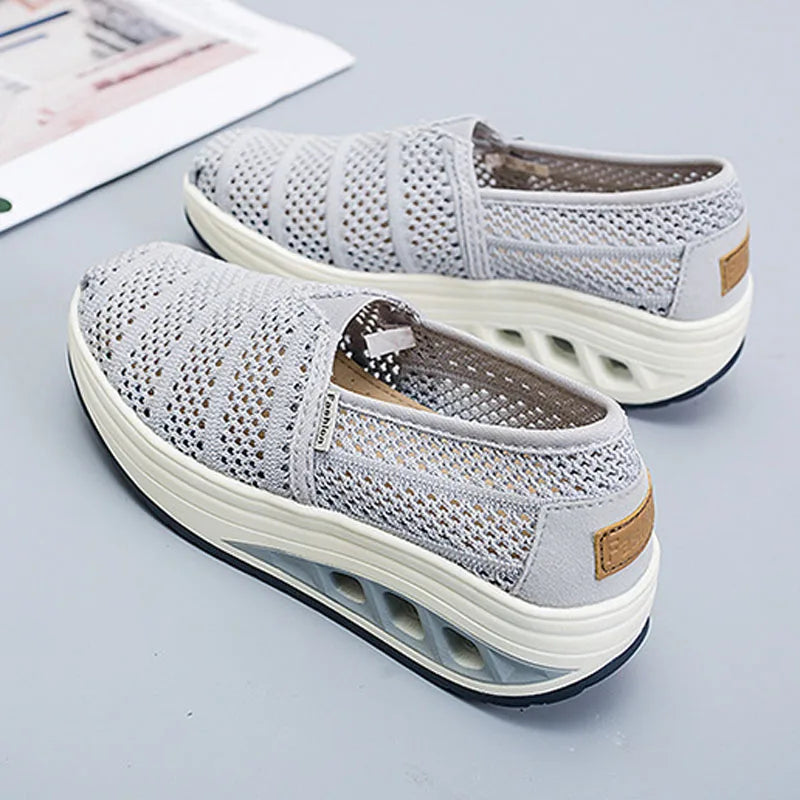 Women's Mesh Breathable Loafers Solid Color Slip On Summer Platform Sneakers Women Walking Casual Shoes Zapatos Mujer WSH5094