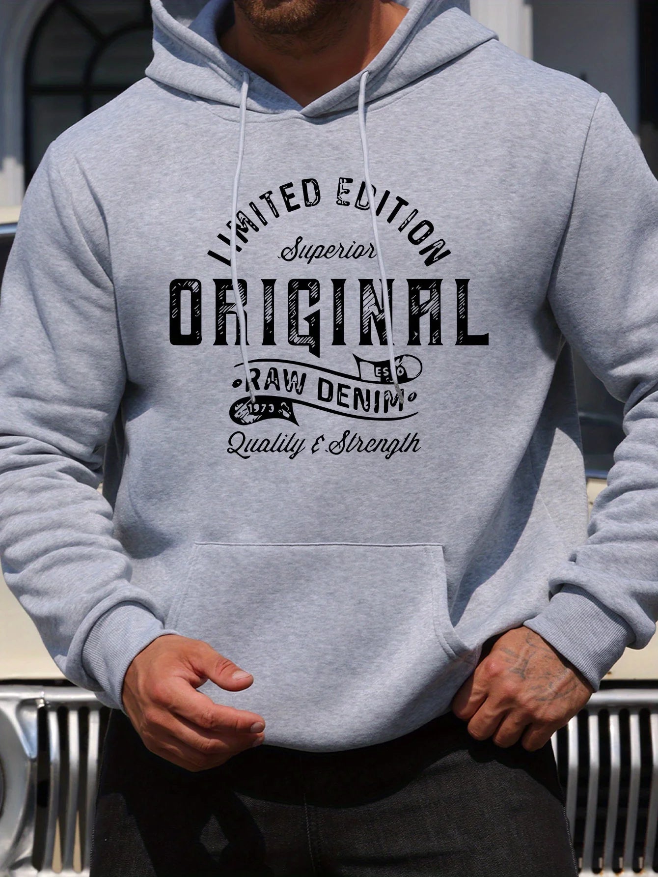 Men's top men's long sleeved round neck loose plus size autumn and winter hooded sweatshirt T-shirt top BAZAARHUBO