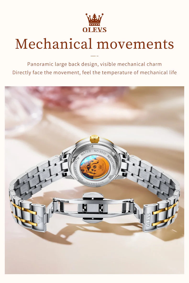 OLEVS 9946 Automatic Woman Watch Fashion Simplicity Ladies Watches Auto Date Waterproof Luminous Women's Mechanical Wristwatches