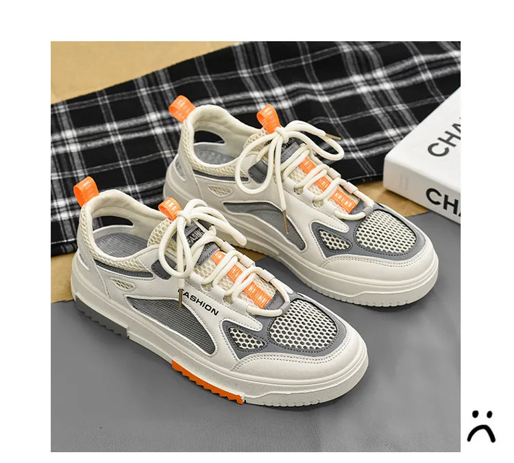 Breathable Men's Vulcanized Shoes Lace-ups Outdoor Running Shoes Comfortable Mens Sandals Mesh Casual Sneakers Summer New Tenis